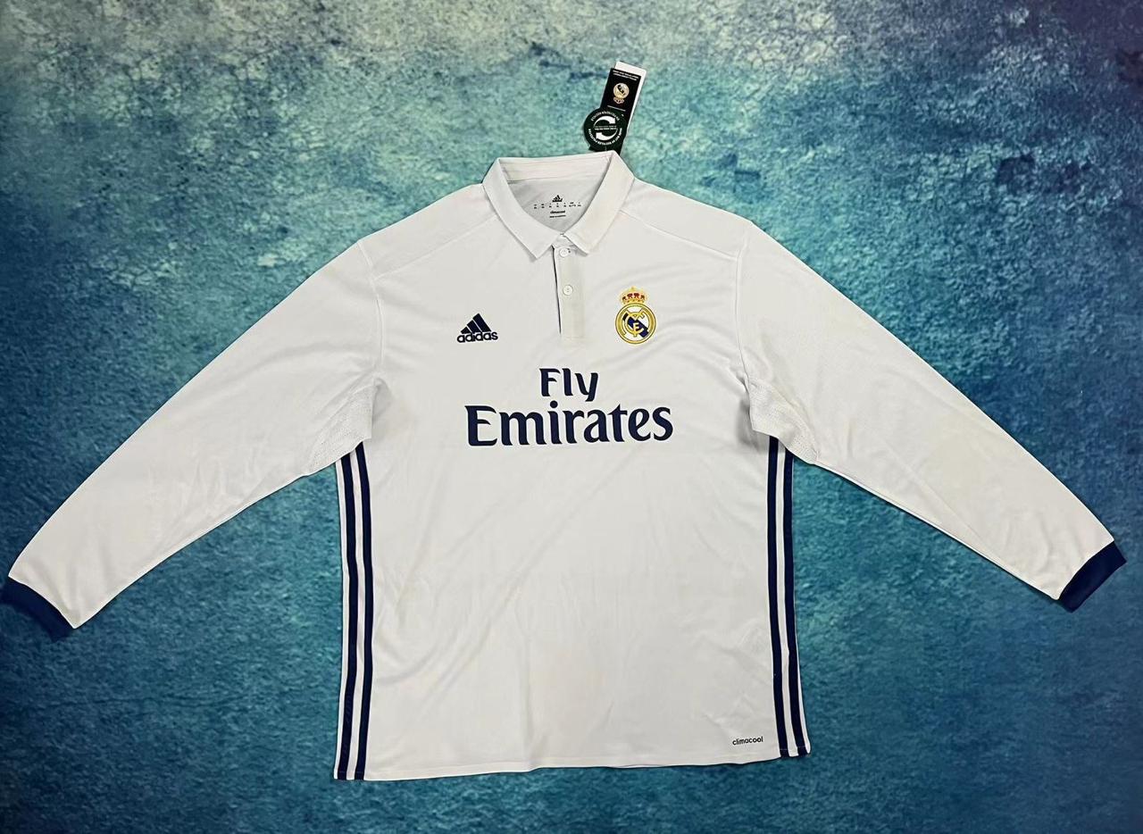 Real Madrid Home Long Sleeve Jersey – Classic White Edition 2016/17 Season
