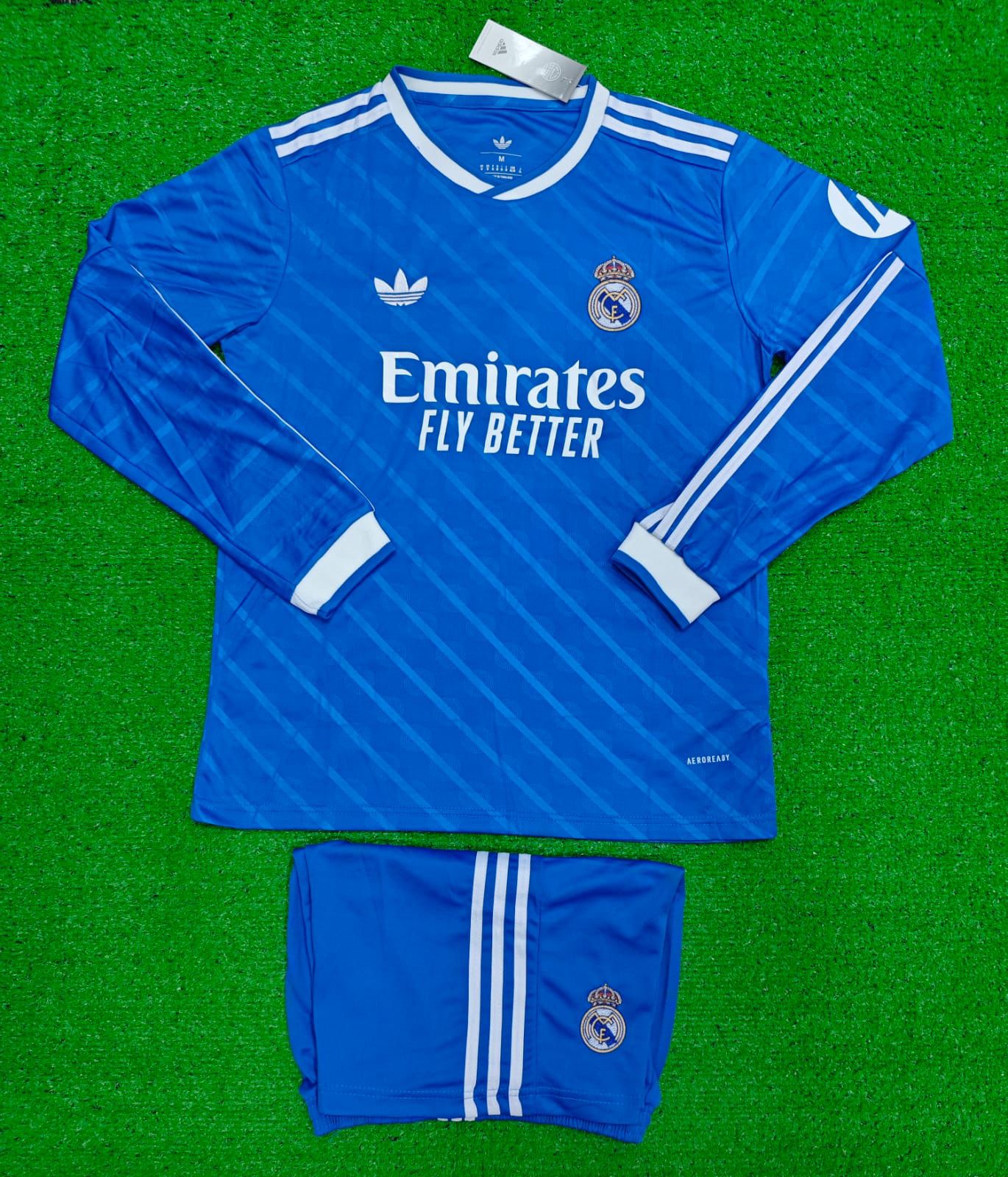 Real Madrid Premium Blue Long Sleeve JerseySet | Stylish Lightweight Comfortable